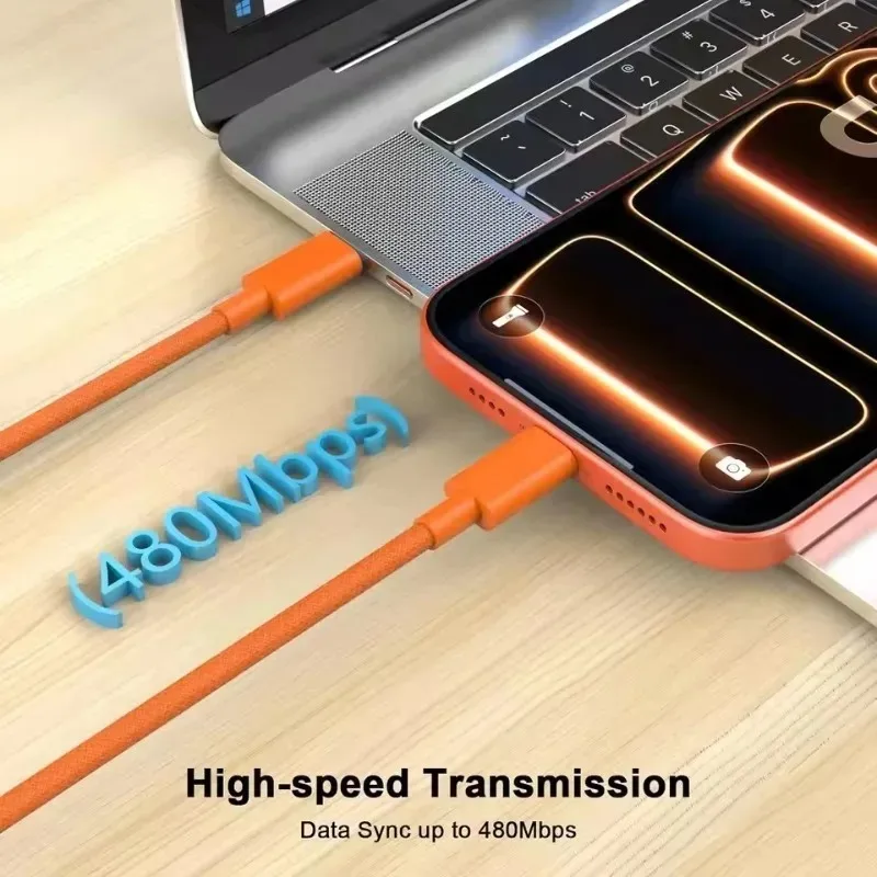3/2/1개 60W 듀얼 타입-C 충전 케이블 USB C to USB 나일론 브레이디드 케이블 아이폰 17 16 15용 고속 충전 케이블