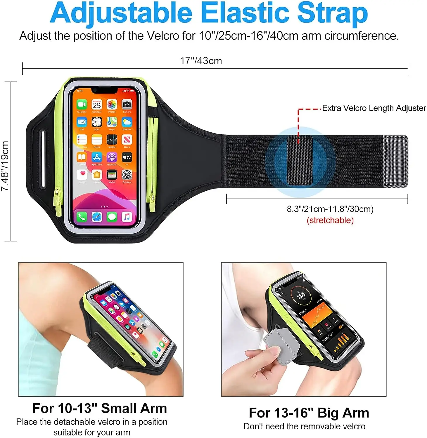 Double Zipper Running Armband For iPhone 15 14 13 12 11 Pro Max 15 Plus Samsung S24 S23 Ultra phone armband mobile phone armband phone arm band sports arm bag fitness arm bag