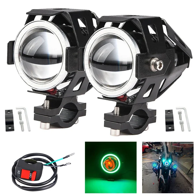 

2 Pcs Motorcycle Headlight LED Moto Driving Car Fog Spot Head Light Lamp Angel Eye Motor Bike Spotlight Motorcycle Accessories