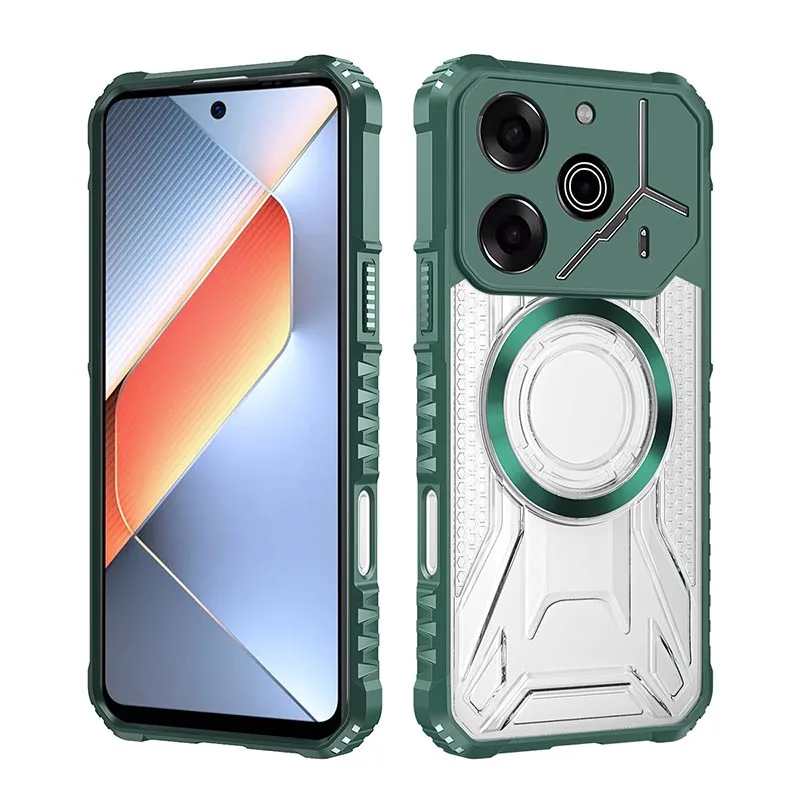 Battle Shadow Anti-Slip Transparent Phone Case - Durable Hard PC + TPU Cover