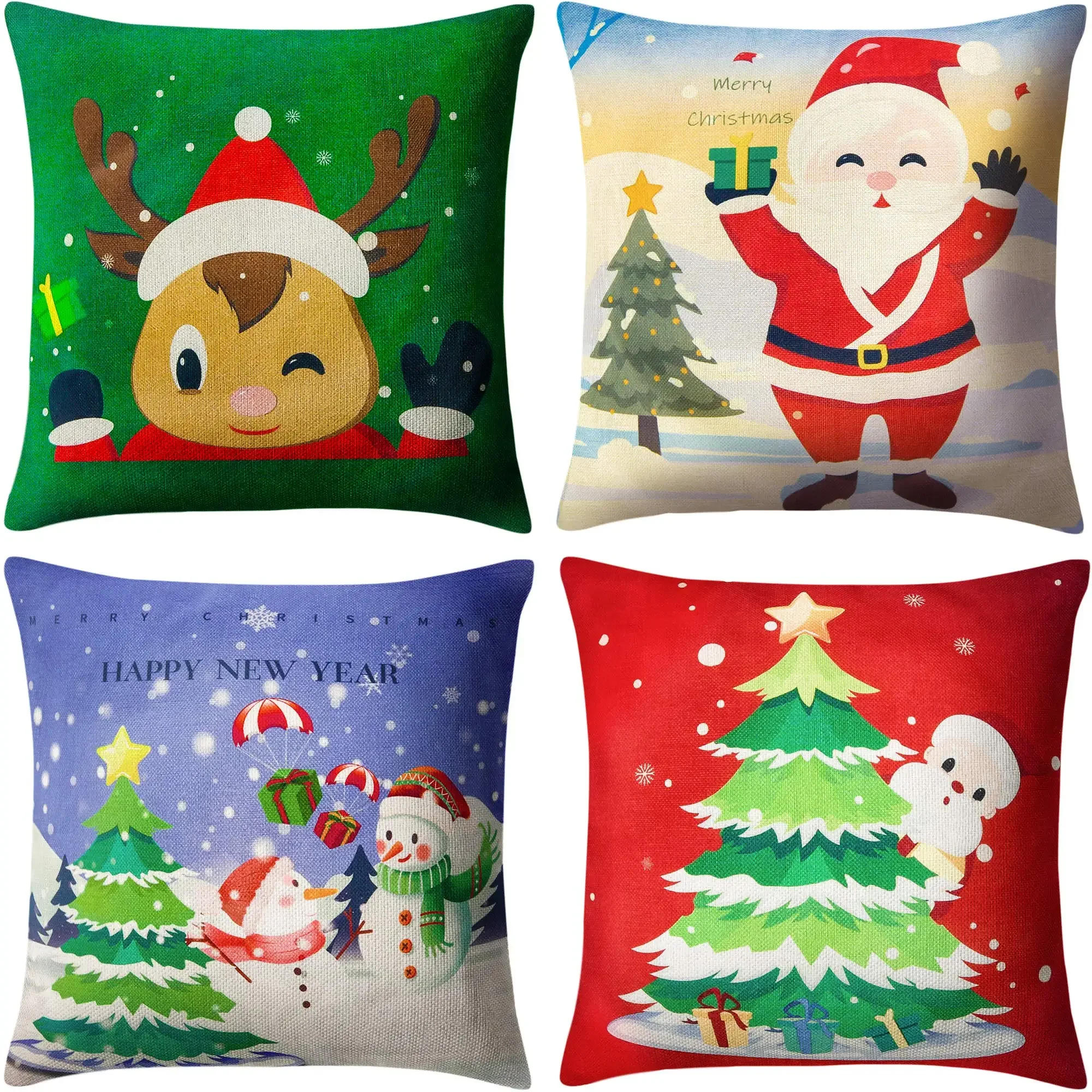 

САНТА снеговик олень Рождественское украшение, льняная наволочка для дивана, чехол для подушки, украшение для дома, возможно изготовление на заказ, 40x40, 50x50