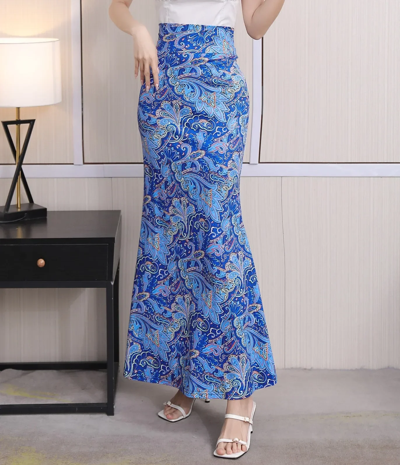 3XL Summer Autumn Elastic High-waist Long Pencil Skirt for Women 2023 Printed Pencil Maxi Skirt Faldas Largas Mujer Para Fiesta