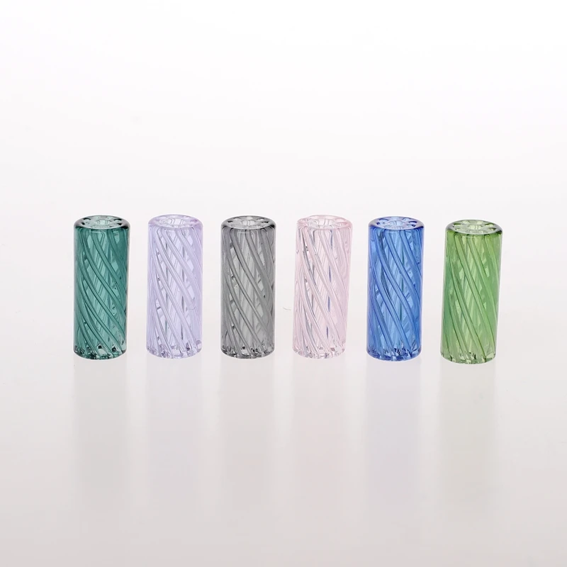 5pcs/box In Stock 9 Holes Blue Color Spiral Smoking Glass Tips/Glass Filter Tip with Holes Box Set For Smoking Accessories