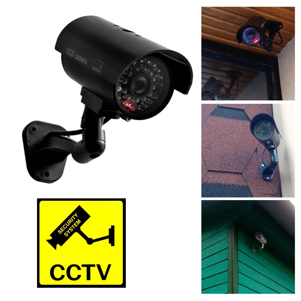 FakeOutdoorCameraBulletLEDLightMonitorWaterproofDummyCCTV