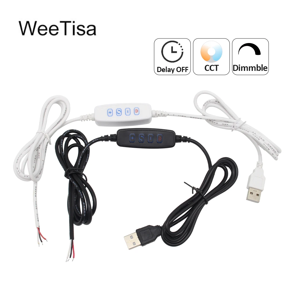 DC 5V USB LED Dimmer CCT Dual White Dimming Extension Cable with 60s ...