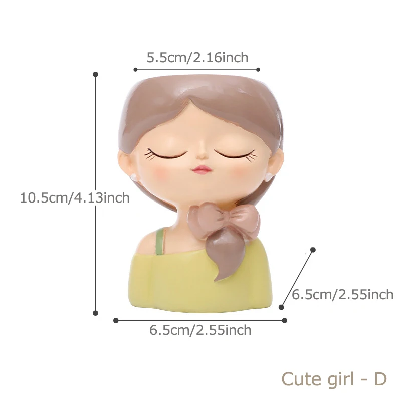 Charming Girl Portrait Succulent Planter - Decorative Floral Pot