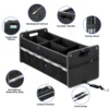 Car Trunk Organizer, Heavy-Duty Polyester Multi-Compartment Storage Box, Waterproof with Reflective Strip, Durable Handles 2