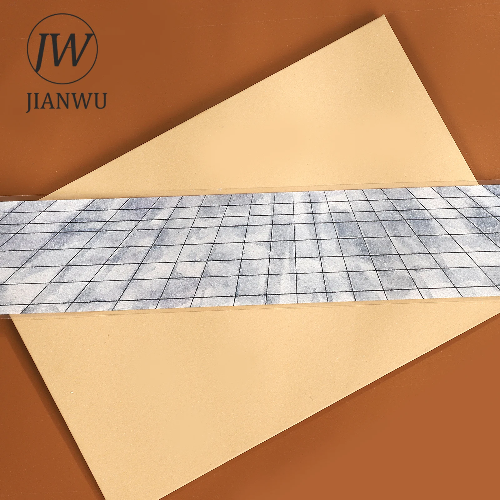 JIANWU 40mm * 5m 빈티지 그레이 그리드 격자 무늬 풍경 소재 콜라주 스크랩북 PET 테이프 크리 에이 티브 DIY 저널 문구