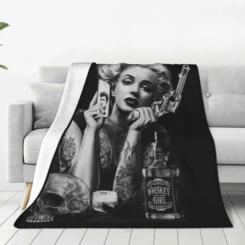 

Marilyn Monroe Flannel All Season Portable Soft Throw Blanket For Sofa Couch Quilt