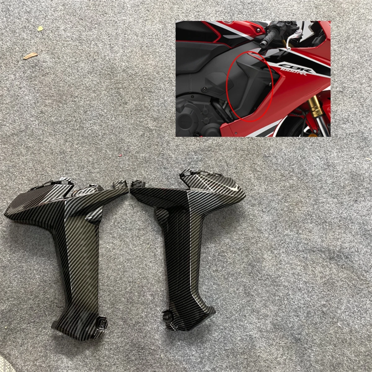 Carbon Fiber Sprayed Side hood Trim Cover Fairing Panel suitable for