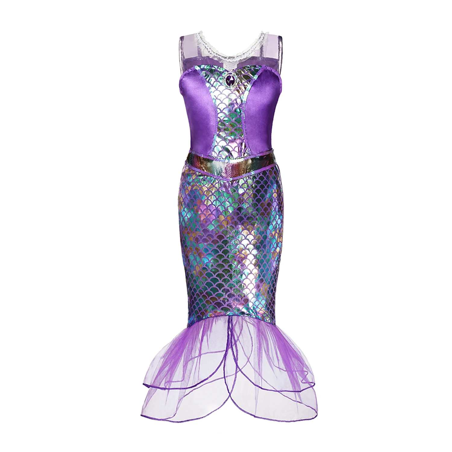 thumbnail image 1 of Disfraz de princesa Disney para niñas, Cosplay de carnaval, melocotón, sirena, Ariel, Jasmine, Elena, ropa de cumpleaños para niños, 1 of 5