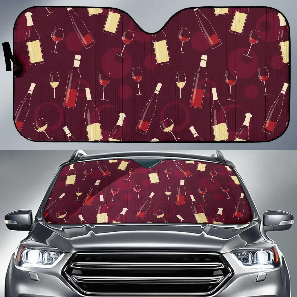 

Red Wine Botttle Print Pattern Auto Sun Shade Car Windshield Window Cover Sunshade