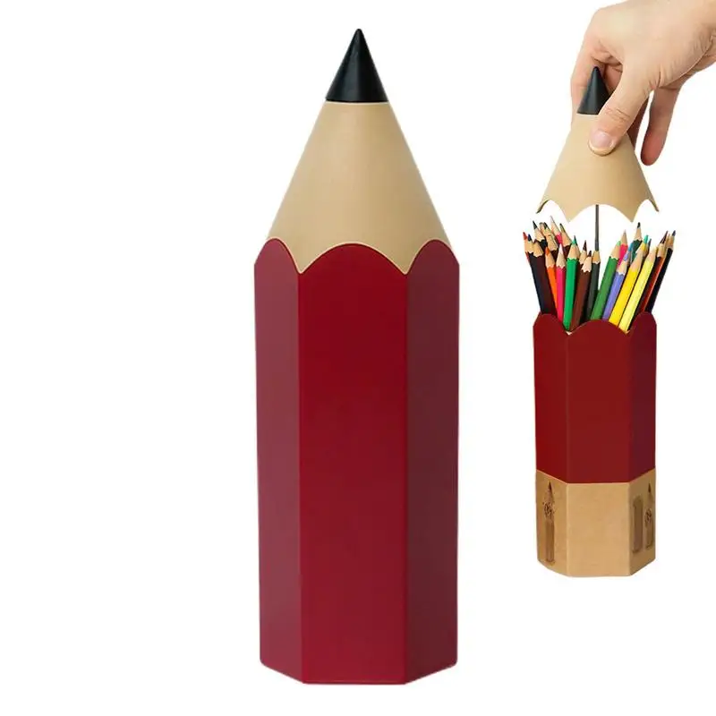 ABS Kawaii Pencil Shaped Pen Holder For School Boy Children's Pencil Pot Child Office Storage Pen Holder Stationery For Girls