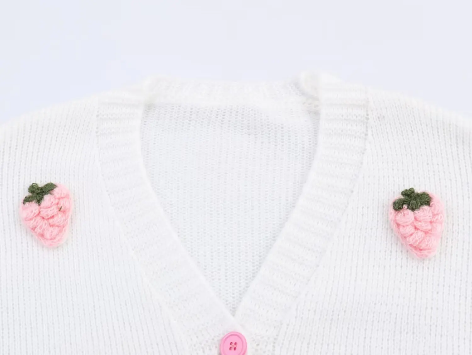 Woman's Korean Style Strawberry Knitted Cardigan V-Neck Single Breasted Long Sleeved Sweater Female Autumn Winter New Chic Top