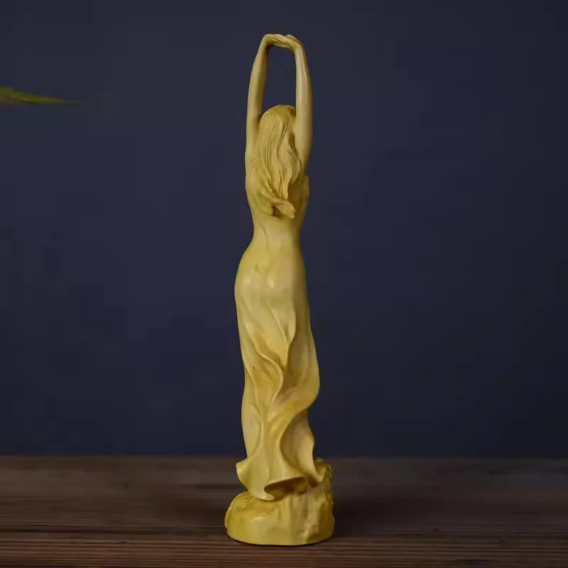 Handcrafted Beauty Girl Wood Statue - Handmade Fairy Sculpture, Elegant Home Decor Beauty's First Love