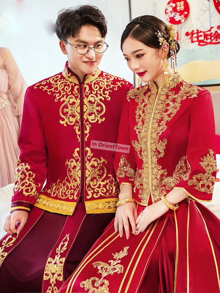 Red Luxury Xiuhe Clothing Bride Winter Thin Wedding Toast