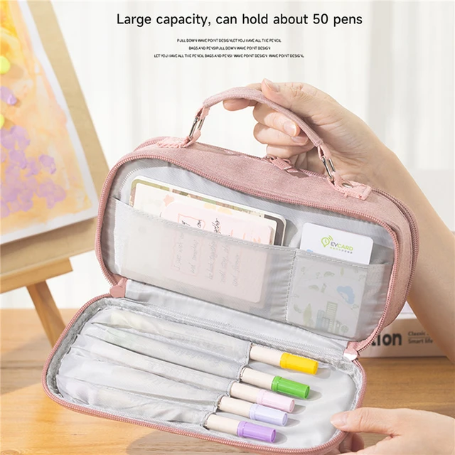 Compact Pencil Case with Multiple Compartments Pencil Case with Zipper Mesh  Bag Stylish Double Zipper Pencil Case for Students - AliExpress