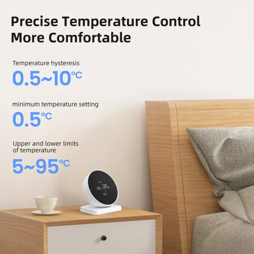 เทอร์โมสตัท WiFi สำหรับติดผนัง สำหรับเตาแก๊สและหม้อต้มน้ำ พร้อมการตั้งค่าอุณหภูมิได้ 6 ระดับ และรีโมทคอนโทรล 1