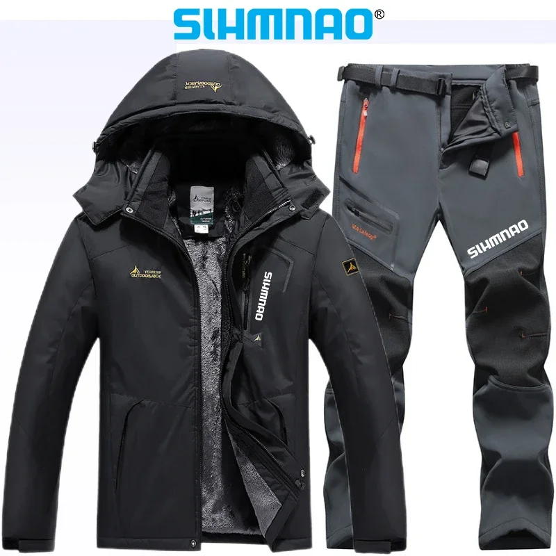 New Winter Fishing Suit Men's Fisherman Fishing Jacket Long Pants Thick, Warm, Waterproof, Windproof Snow Skiing Suit Set 2025
