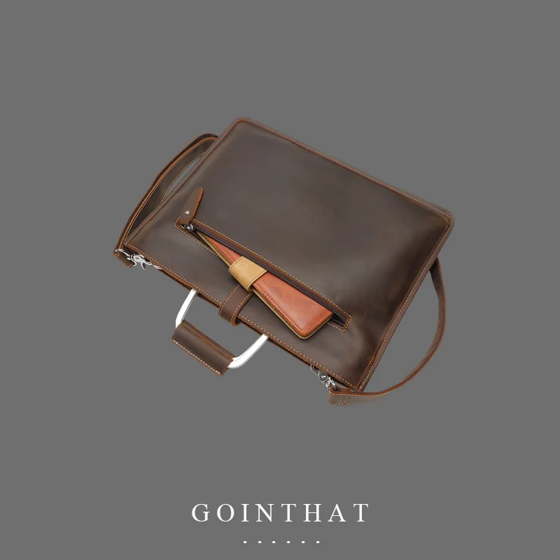 

Messenger Bag for Men Vintage Luxury Genuine Leather Handbag Business Briefcase Shoulder Crossbody Laptop Sleeve Case Designer