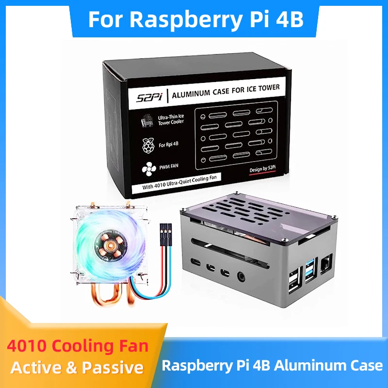 

Raspberry Pi 4 Model B, алюминиевая фотовспышка с радиатором Ice Tower Cooler, активный и пассивный охлаждающий корпус, защитная коробка для RPi 4B