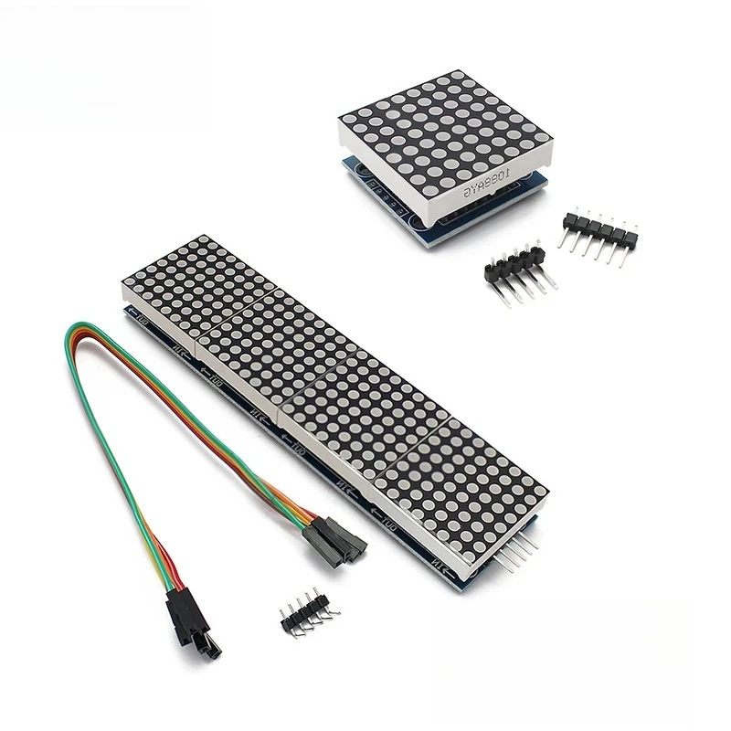 LED Display 4 in 1 MAX7219 Dot Matrix Module 8*8 Common Cathode 5V with DuPont Wires Cable Red/Green for Electronic DIY Projects