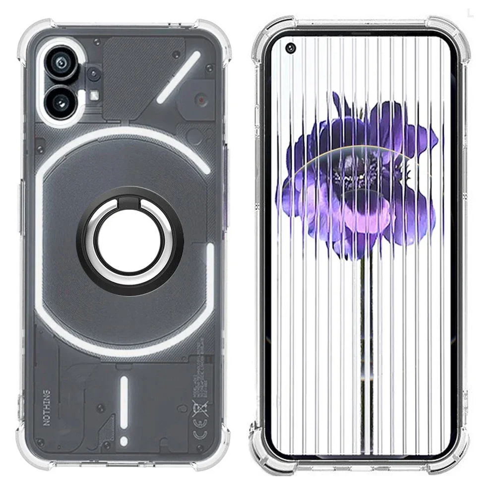 Magnetic Ring Stand Holder Case - Transparent Airbag Soft TPU Shockproof Cover
