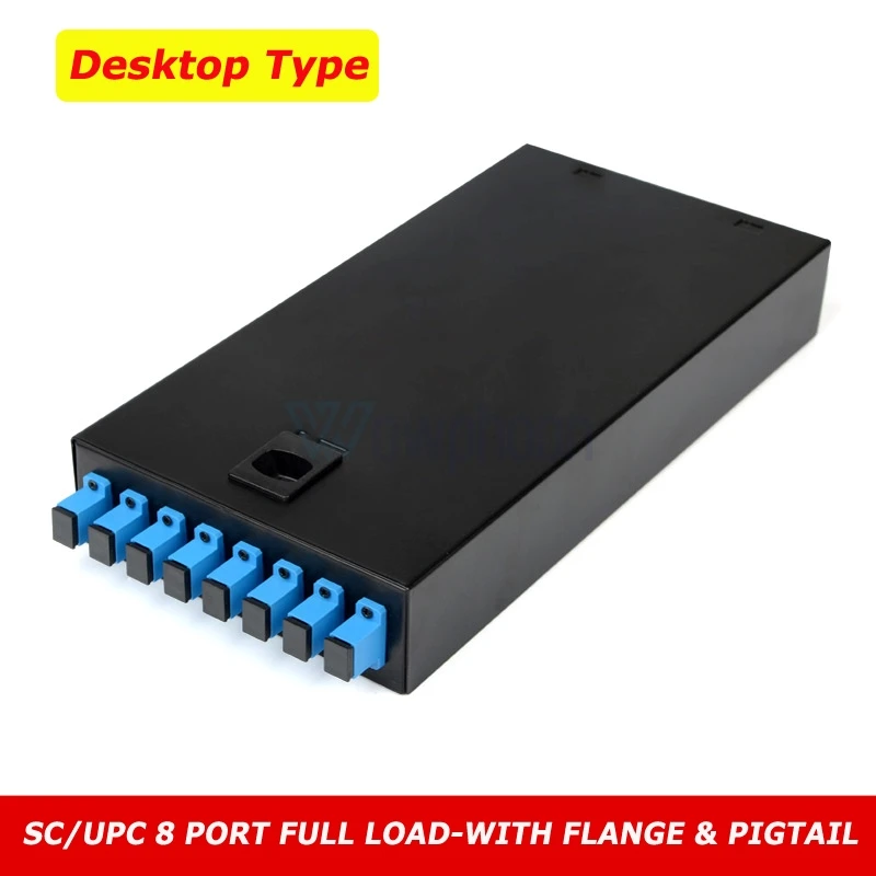 8 Port Indoor Metal Wall Mounted Desk Type SM Fiber Optic Patch Panel SC FC ST LC APC/UPC Adapter Pigtail Full Load Customized