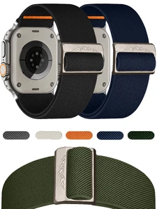 Strap for Apple Watch Band 45mm 44mm Ultra 49mm 40mm 42mm 41mm 38mm 40 44 Mm Wide Nylon Iwatch Series 9 Se 8 2 Correa Bracelet
