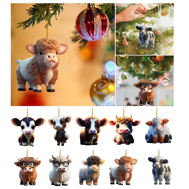 

Cute Cartoon Cow Car Pendant Home Tree Decoration, Christmas Tree Ornament, Home Decor, Window Wall Hanging Ornament Living Room