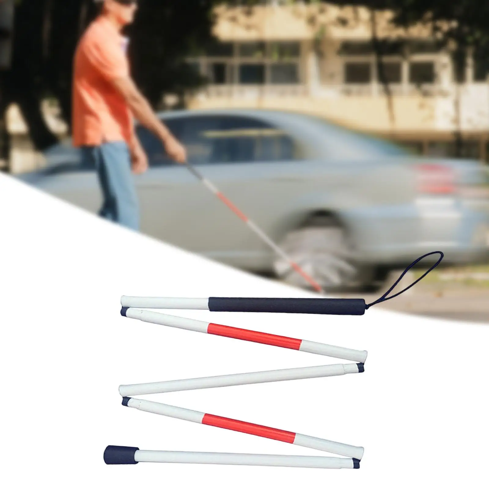 Folding Cane Reflective Aluminum Guide Crutch for Visually Impaired