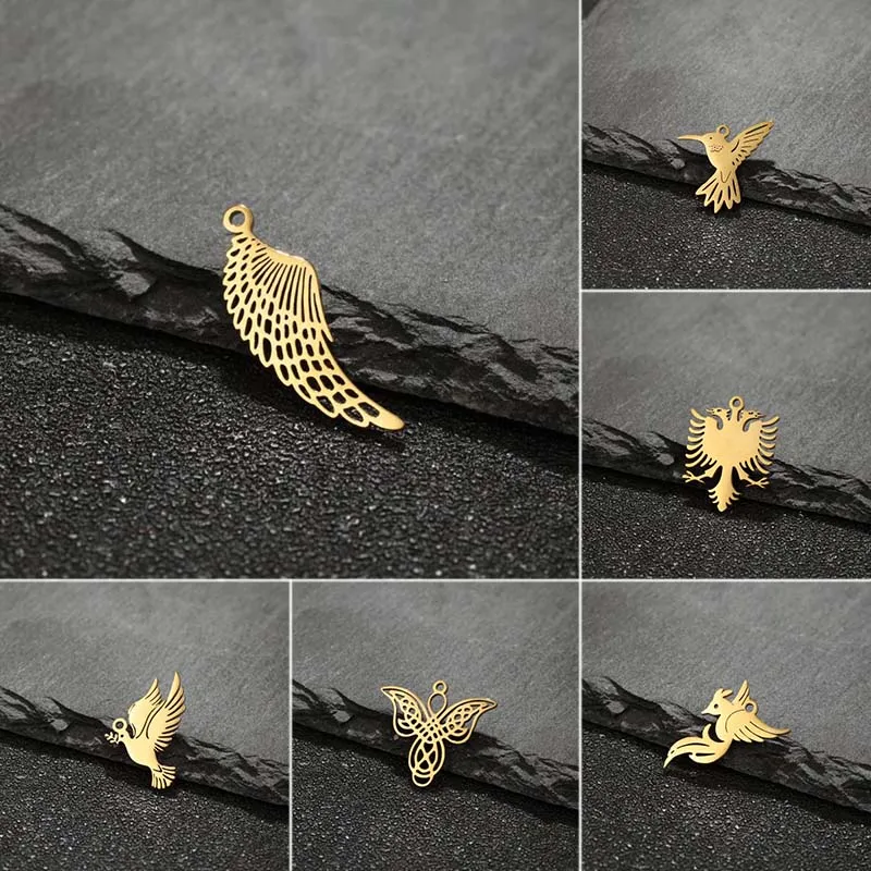 Shuang shuo 5 teile/los antike Edelstahl Engel Vogel Adler Flügel Feder Charms für DIY Schmuck Anhänger machen