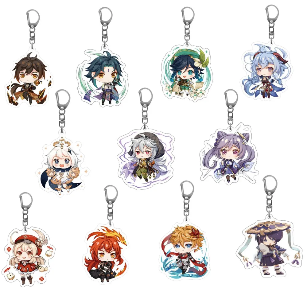 

Anime Game Genshin Impact Keychain with Pendant Accessories Acrylic Cartoon Character Print Pendant Cute Jewelry Fan Gift