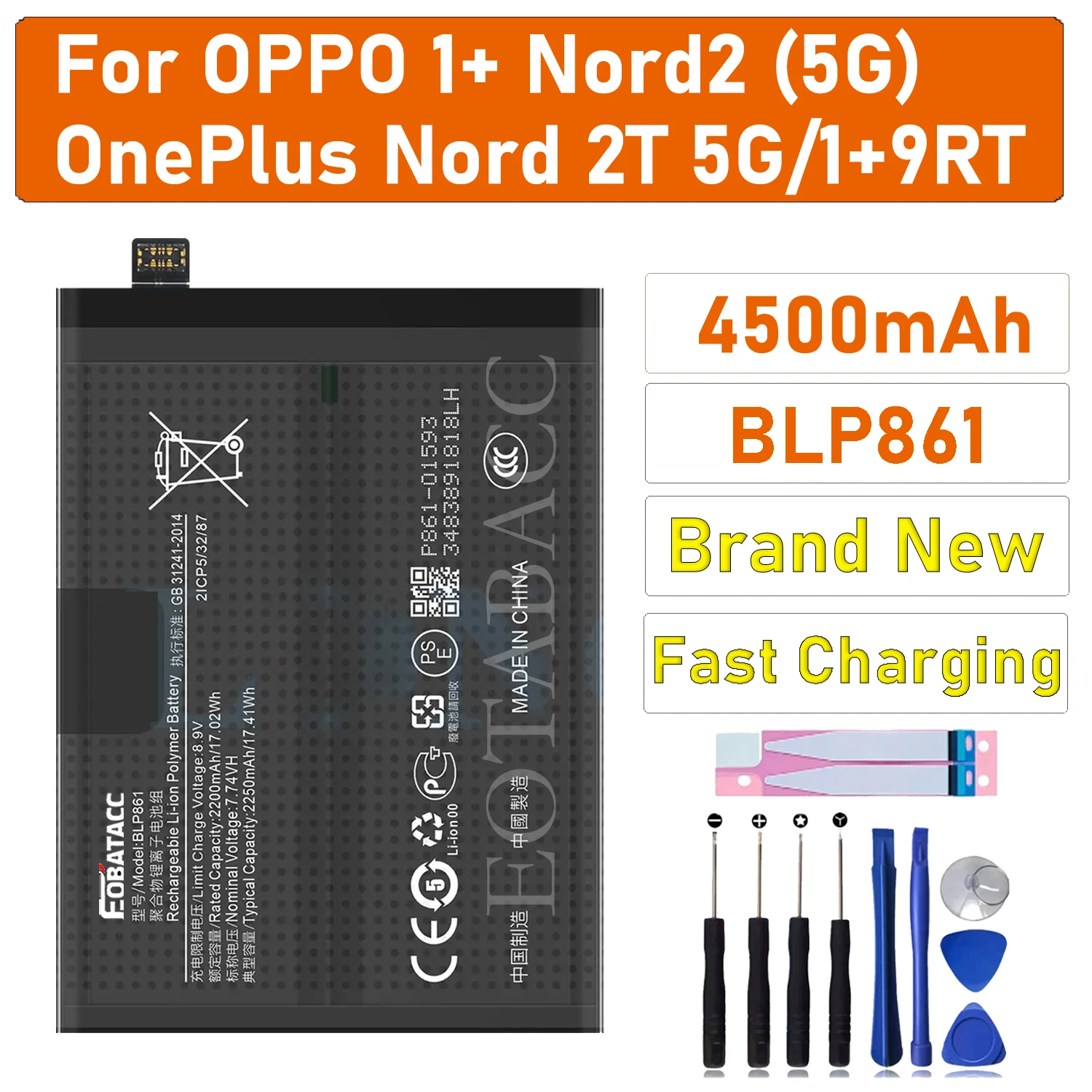 Batterie BLP861 Pour OnePlus Nord 2 5G / Nord 2T 5G - Neuve, Générique