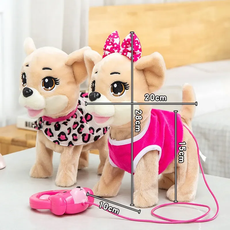 Robot Dog Electronic Plush Animal Toy Electric Sing Songs Cute Dog Walk Bark Music Puppy Leash Controled Pet Kids Birthday Gift