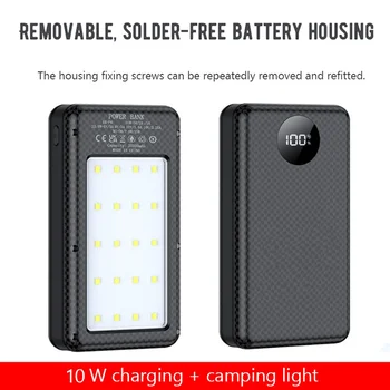 Custodia Power Bank 6*18650 da 20000mAh con Doppia USB, Scatola Batteria Power Bank, Caricabatterie per Telefono, Guscio DIY Rimovibile, Kit Custodia per Ricarica e Stoccaggio