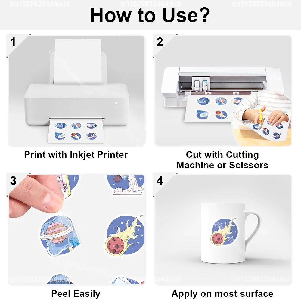 Printer Sticker Paper Transparent Vinyl Sticker Paper A4 for Inkjet Printer 10 Sheets