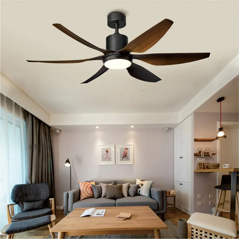 Nordic large country industrial wind ceiling fan 66 inch LED light DC American retro remote restaurant living room ceiling fans