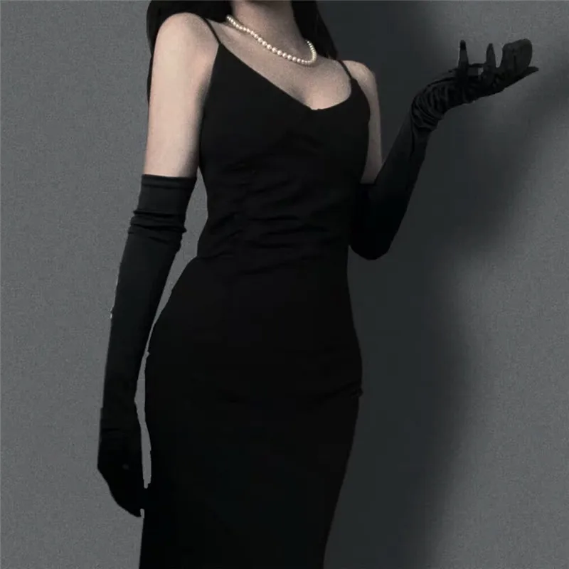 

Elbow Length Long Women Wedding Gloves Finger Black White Satin Dance Party Accessories 2023 New Fashion