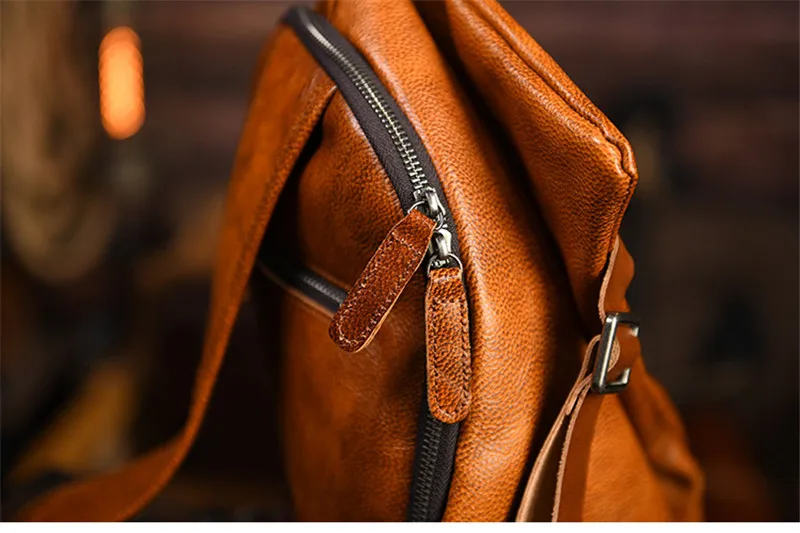 Original Vintage Designer hand gefertigte Echt leder Herren Brusttasche Mode Luxus Outdoor täglich echte Rindsleder Umhängetasche – Detail 19