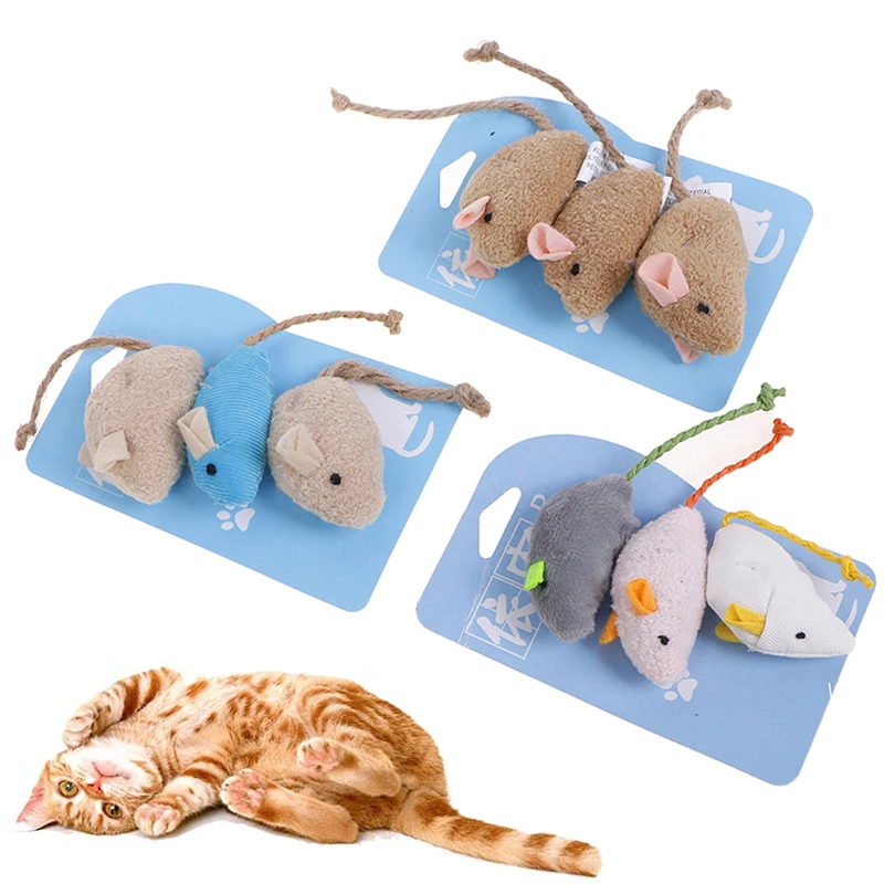 3PCS Faux Furry Catnip Mouse Toy Cat Toys Mice Bite Resistant