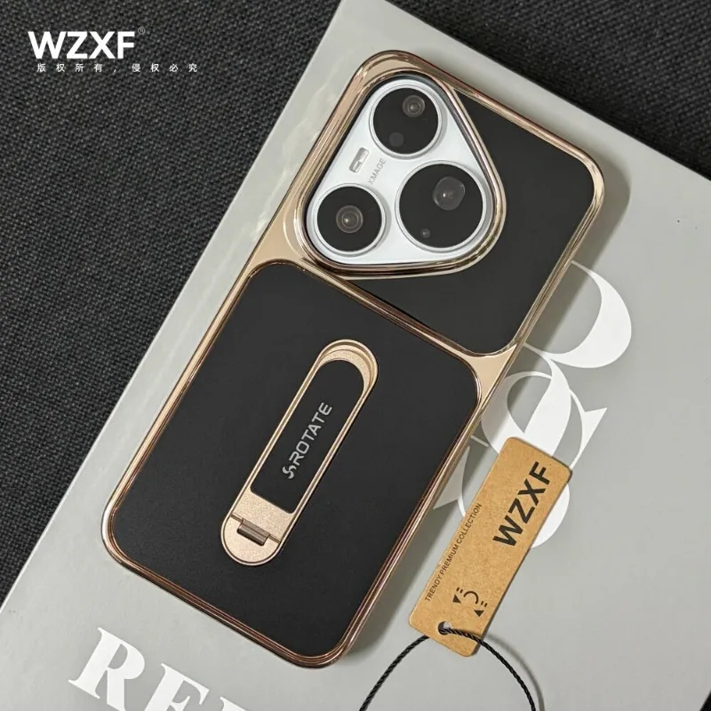 Electroplated PC Frame Lightweight Hard Case with Phone Holder and Non-Slip Design