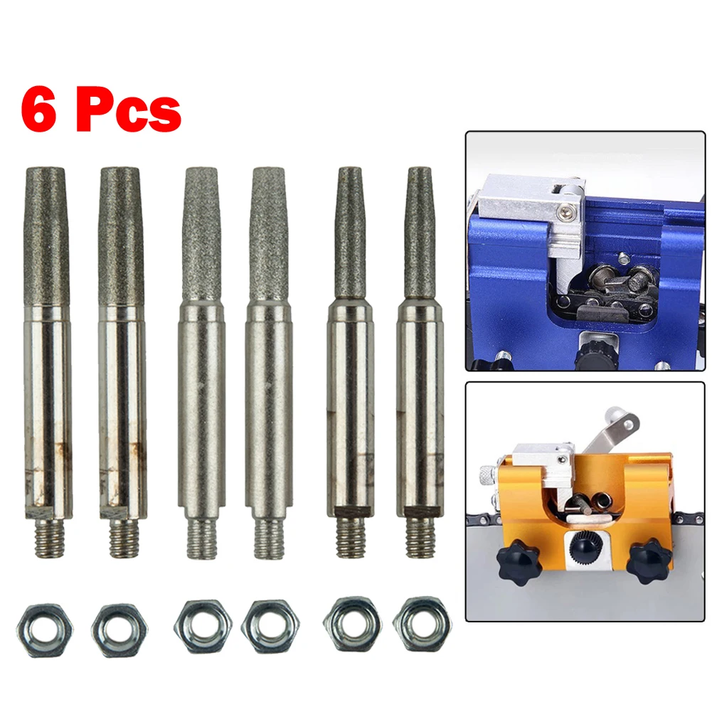 

6pcs Set Grinding Head Chainsaw Sharpener Parts Diamond Coated Head Cylindrical Burr 4 5 6mm For Portable Hand Chain Grinder