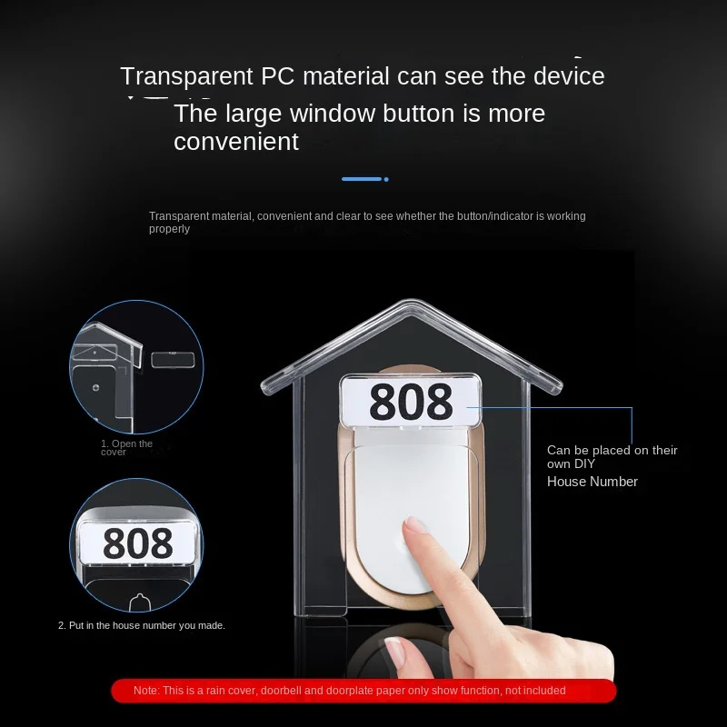 Waterproof Cover For Wireless Doorbell Smart Door Bell Ring Chime Button Transmitter Launchers Heavy Rain Snow