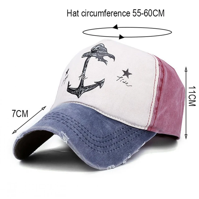 Vintage Style The Pirate Ships Anchor Printing Adjustable Washed Baseball Cap