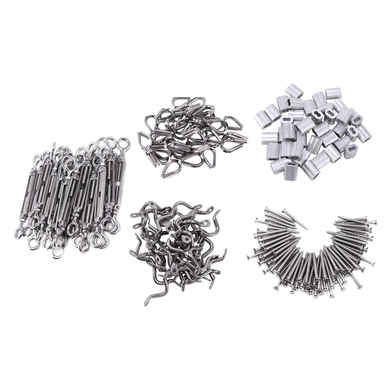 

20PCS 316 Stainless Steel Duty Heavy Cables Railing Kits For Wood Posts DIY Balustrade Kit With Jaw Swage Fork Turnbuckles