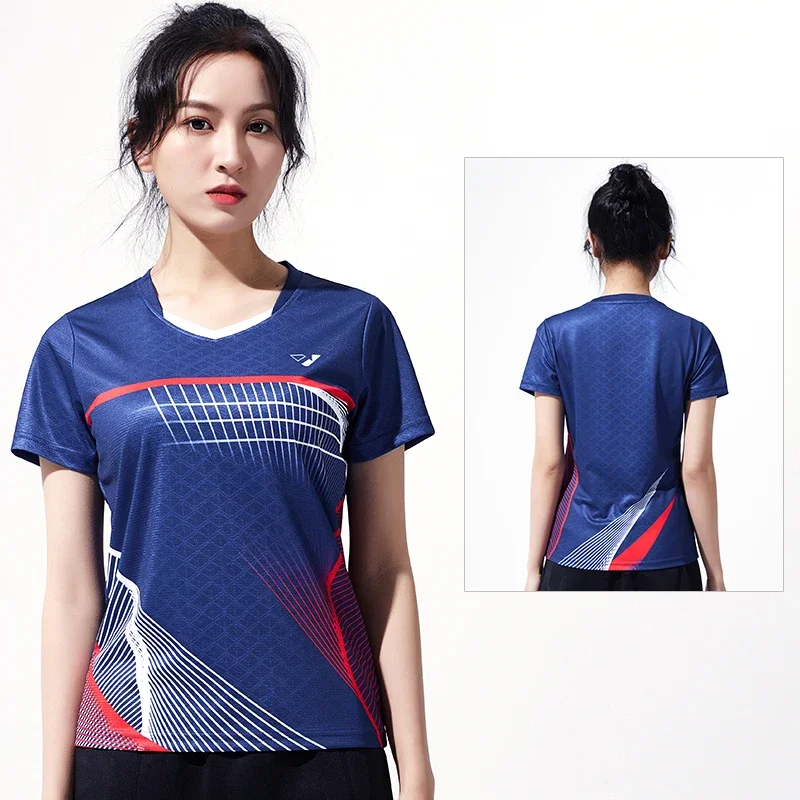 new badminton jersey men's and women's short sleeved top, quick drying table tennis jersey, breathable competition sportswe