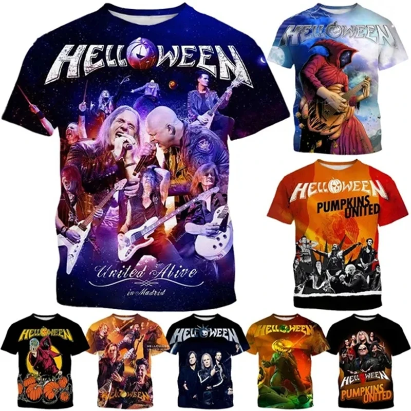 

Heavy Metal Rock Band Helloween 3D Printed T-shirts Casual O Neck Short Sleeve Harajuku Unisex Sports Breathable New Clothing