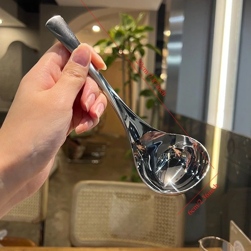 Thicken Stainless Steel Spoon Long Handle Stainless Steel Hot Pot Scoops Cooking Utensils Rice Spoon Kitchen