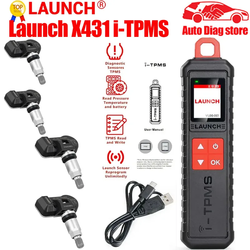 

LAUNCH X431 i-TPMS шины TPMS X431 TSGUN 433 315 МГц RF-датчик может работать автономно с помощью приложения i-TPMS или работает с Launch X431 V + и т. д.